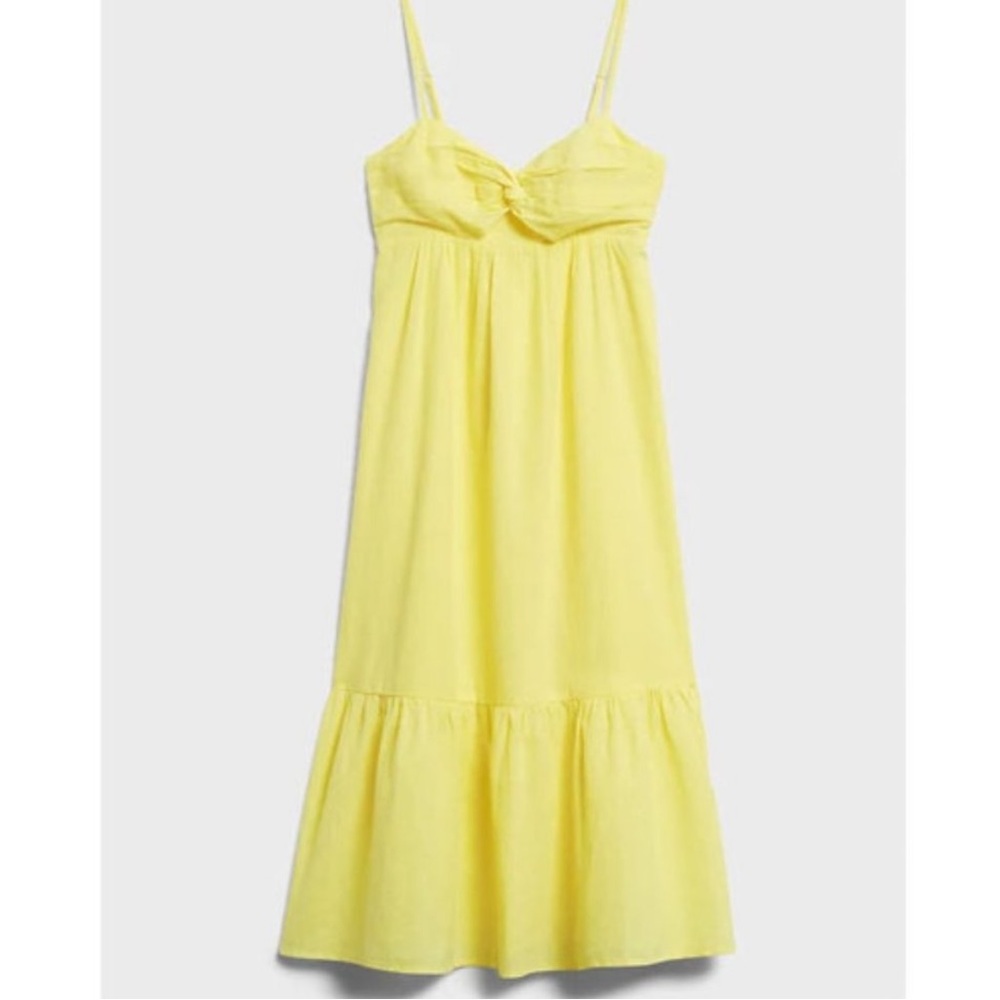 NWOT Banana  Republic Front Knot Midi Dress Lemon Yellow size 4